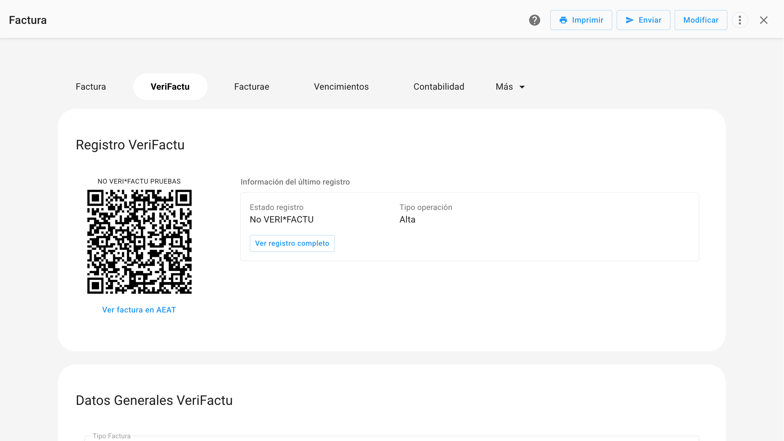 VeriFactu integrado